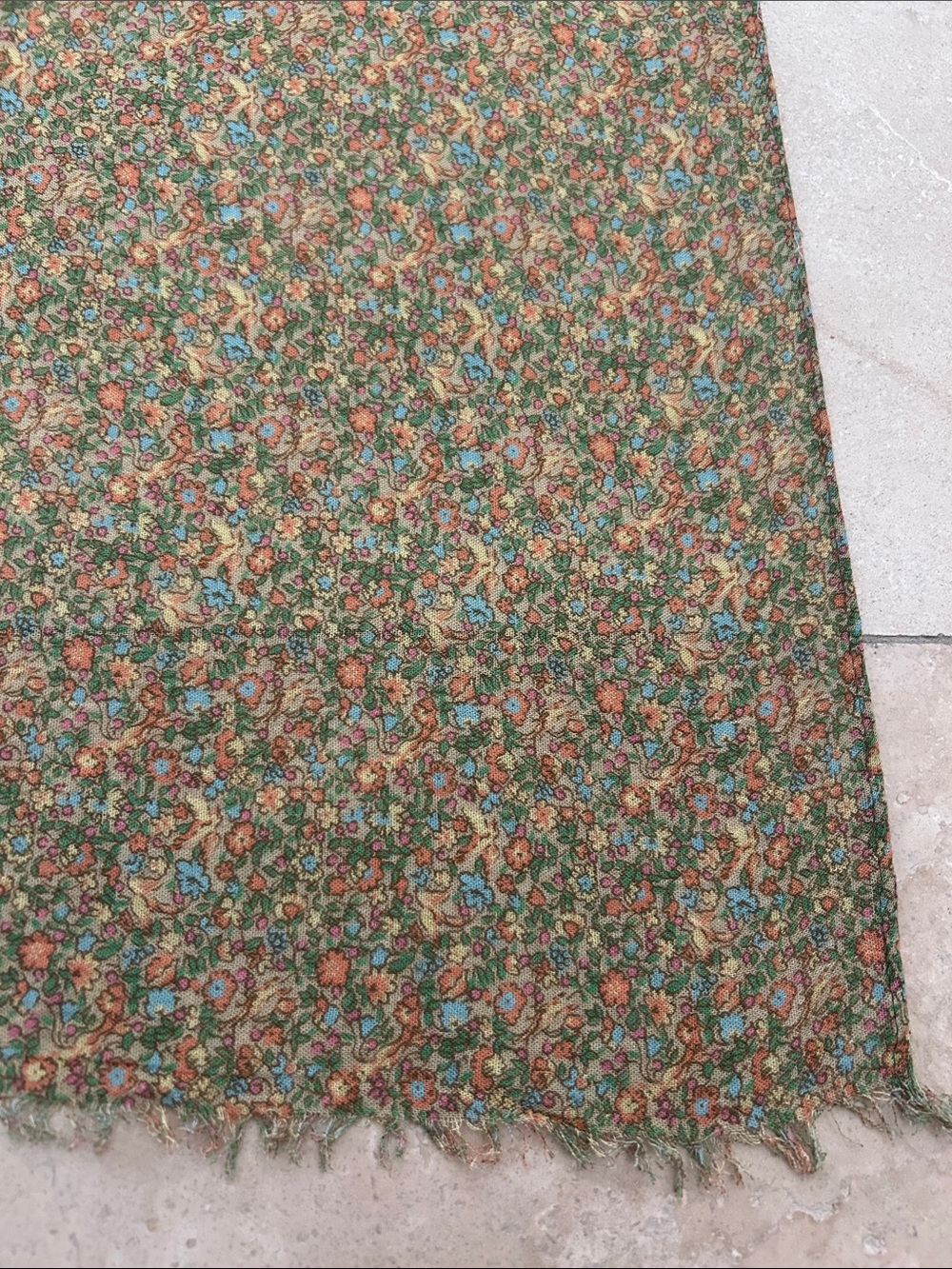 Patricia Nash Olive Green Floral oblong light scarf